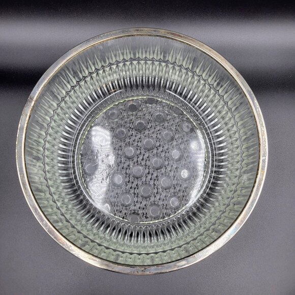 Vintage Crystal Heavy Cut Glass Bowl Rimmed With Silver Made In England Read - Picture 3 of 8